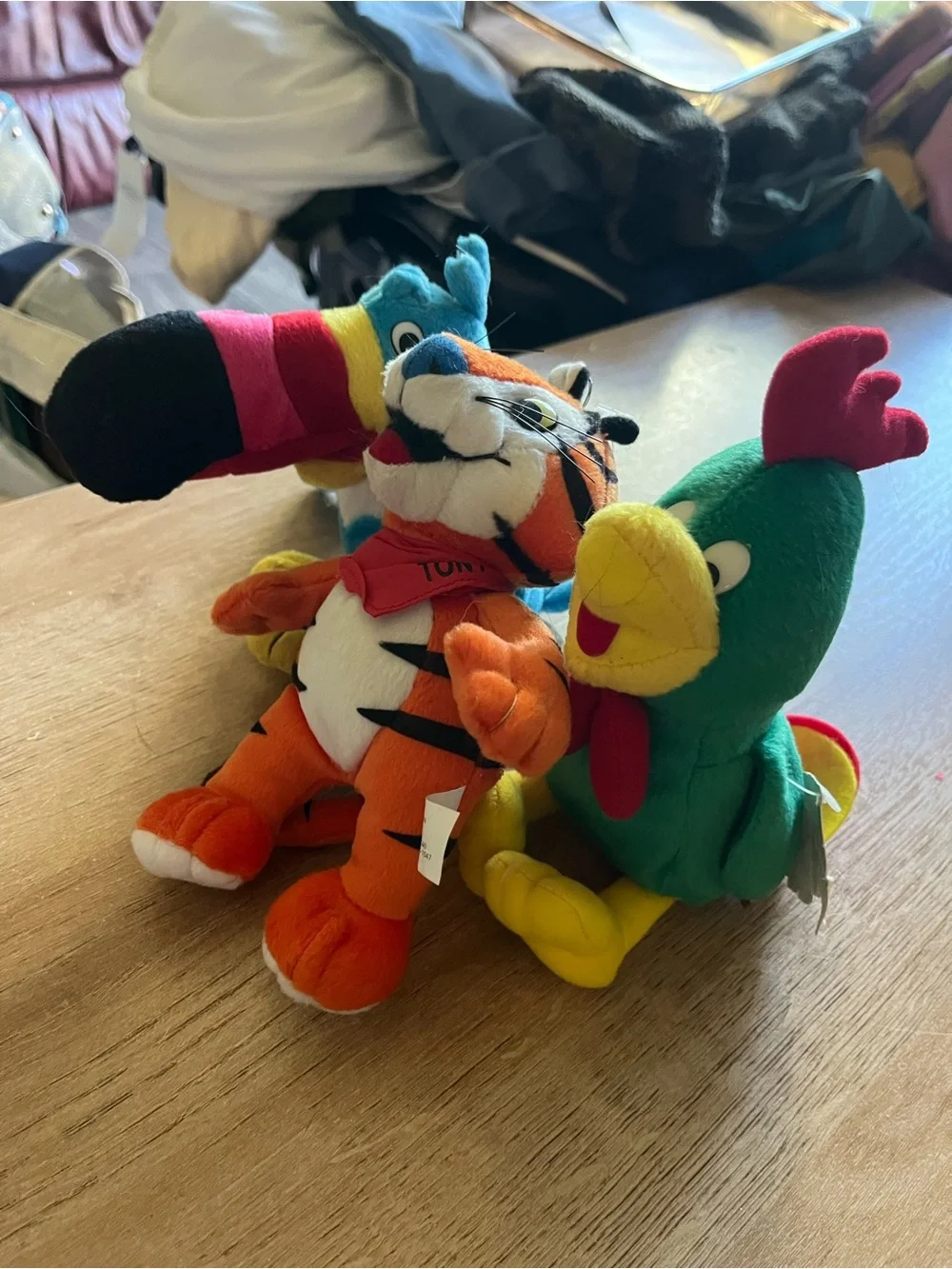 VTG 1997 Kelloggs Mascot Plush Set 3 Tony Tiger Toucan Sam Cornelius Rooster 90s